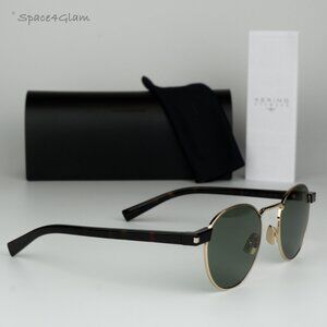 BRAND NEW Saint Laurent SL707 002 Gold Havana Green Oval Unisex Sunglasses